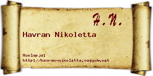 Havran Nikoletta névjegykártya